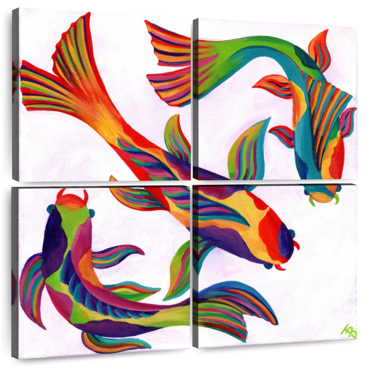 Fish Cubism Wall Art Print Framed Canvas Picture Poster Decor Living Room