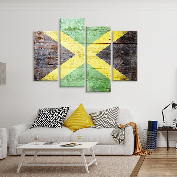 Rustic Jamaican Flag Multi Panel Canvas Wall Art Elephantstock