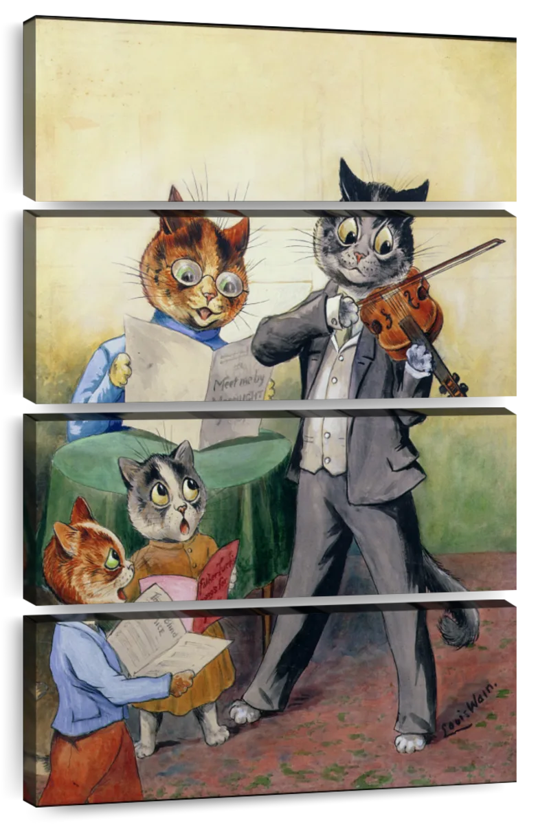 Nadiweisgtc Louis Wain Cats Poster Mewsical Family Famous Painting Poster  Art Prints Modern Home Decor Hallway Painting Walls Artwork for Bedroom