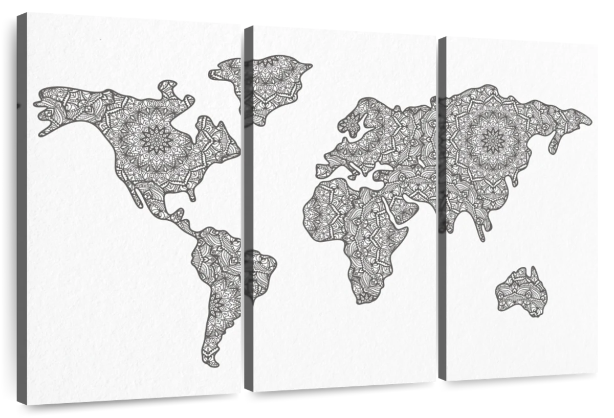 simple map of the world black and white