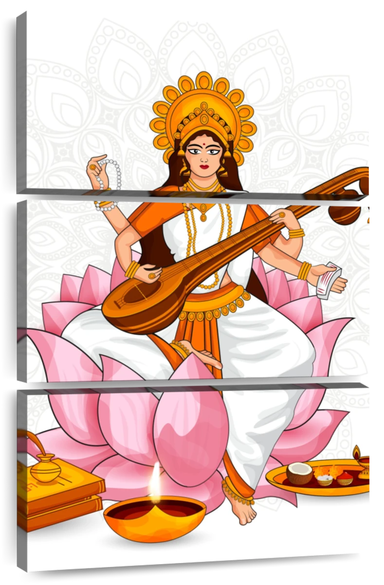 Goddess Saraswati A Hand Painted Painting on Canvas without Frame - Etsy