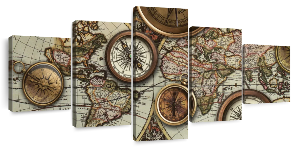 compass and world map transparent