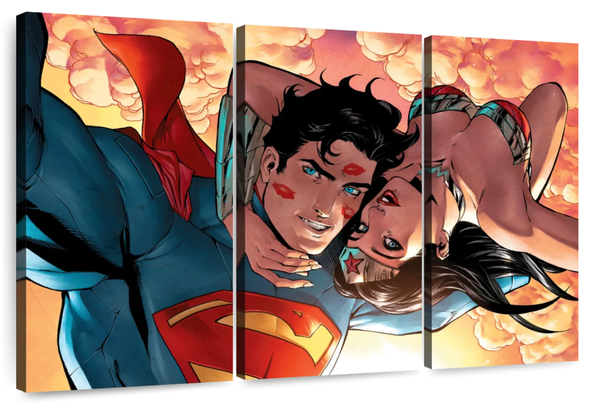 wonder woman and superman kissing