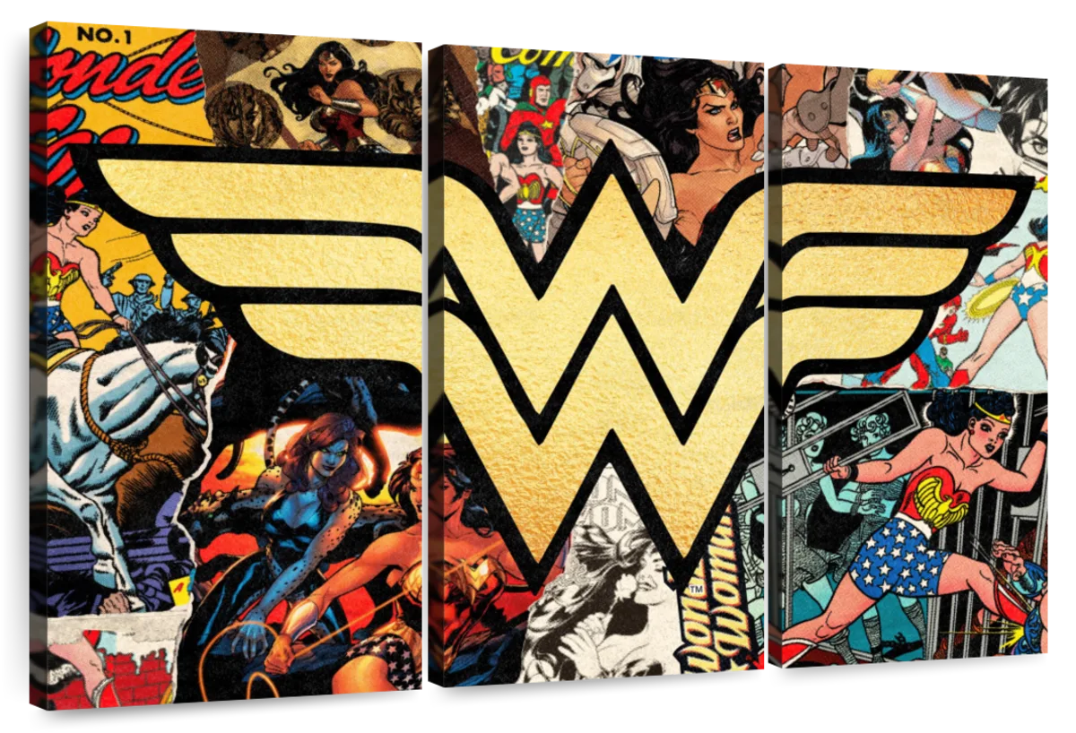 wonder woman comic strip collage