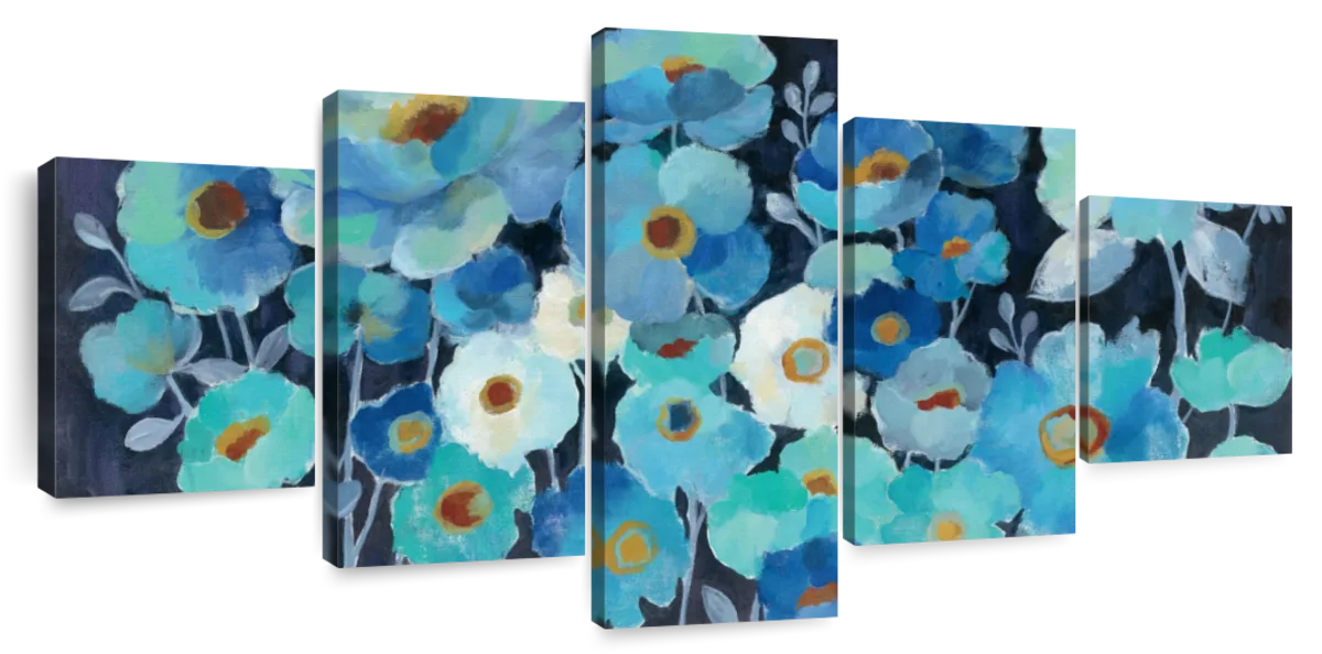 Indigo Flowers Wall Art | Painting | by Silvia Vassileva