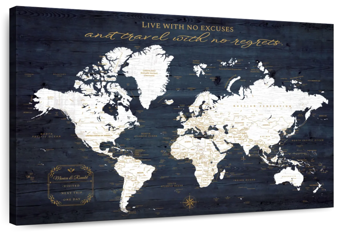 Push Pin World Map (Pin Board) - Deep-Sea Drift24 x 16 / Standard / Dark  Walnut in 2023