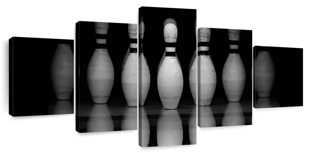 bowling pins black and white