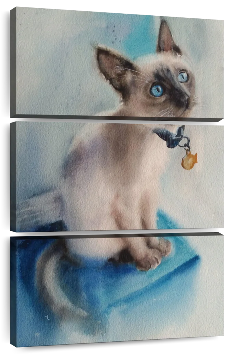 Siamese Cat art Calendar wall original paintings ACEO canvas by