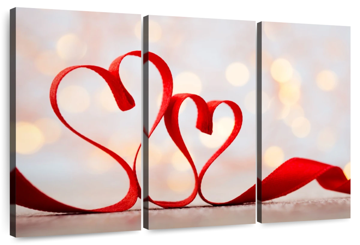 Valentine Ribbon Hearts Art: Canvas Prints, Frames & Posters