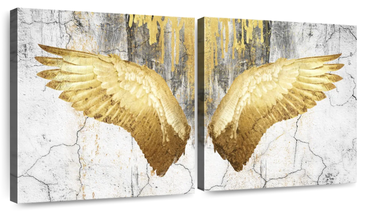 Dripping Gold Angel Wings Wall Art | Digital Art