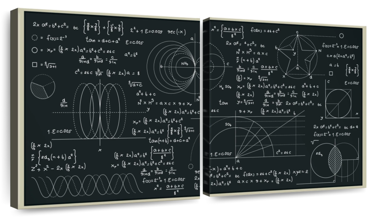Complex Mathematical Calculations Blackboard Stock Photo by