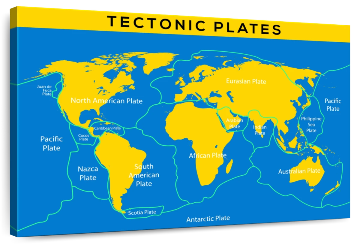 tectonic plates map for kids