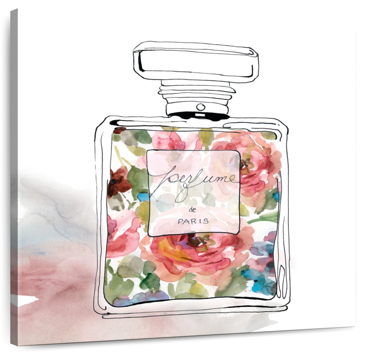 Painted Rose Square Perfume Bottle Romantic Floral Shabby Chic 