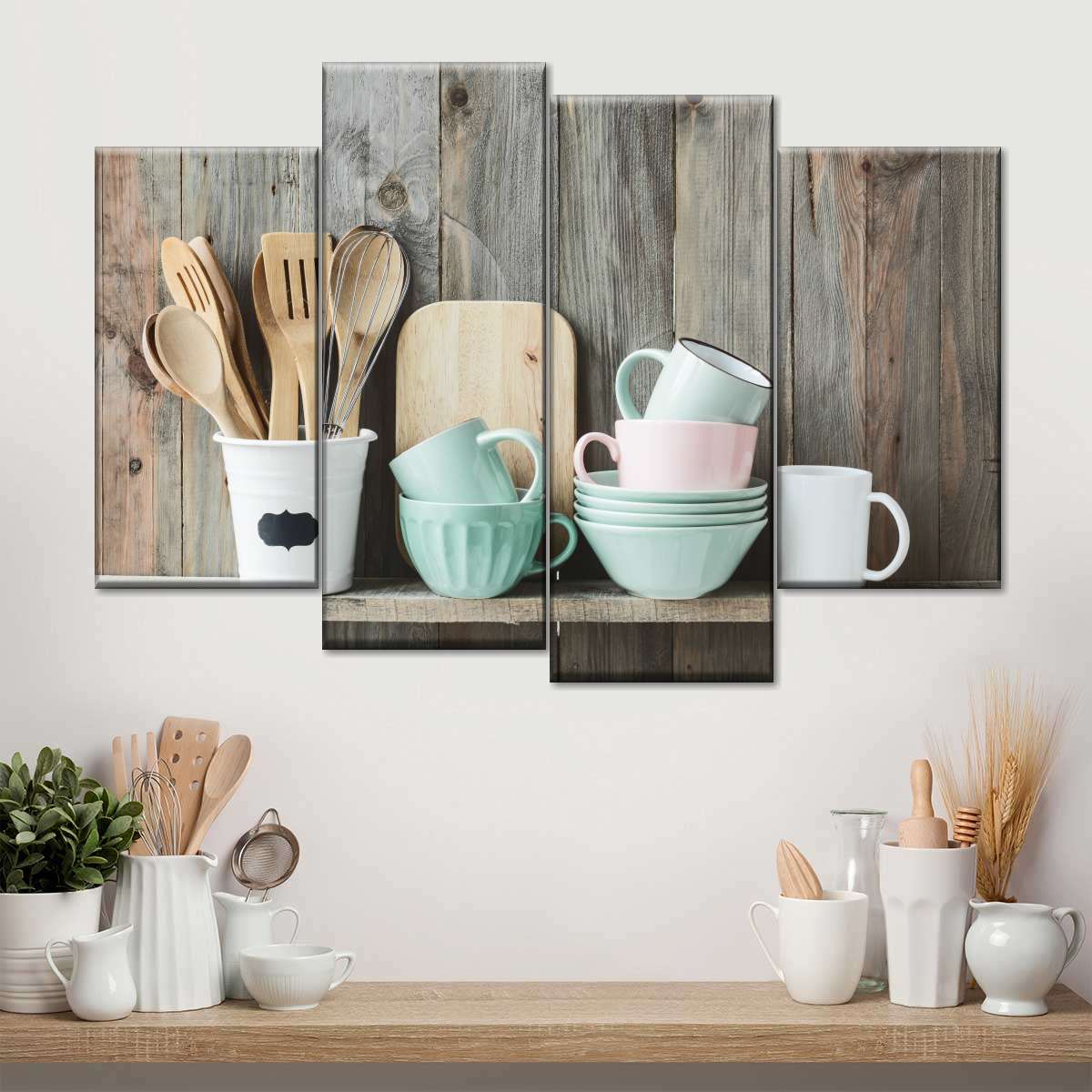 Shabby Chic Kitchen Multi Panel Canvas Wall Art Elephantstock