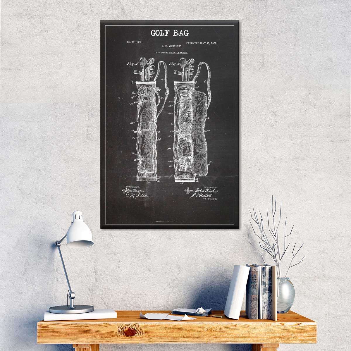 Golf Bag Patent Bw Canvas Wall Art Elephantstock