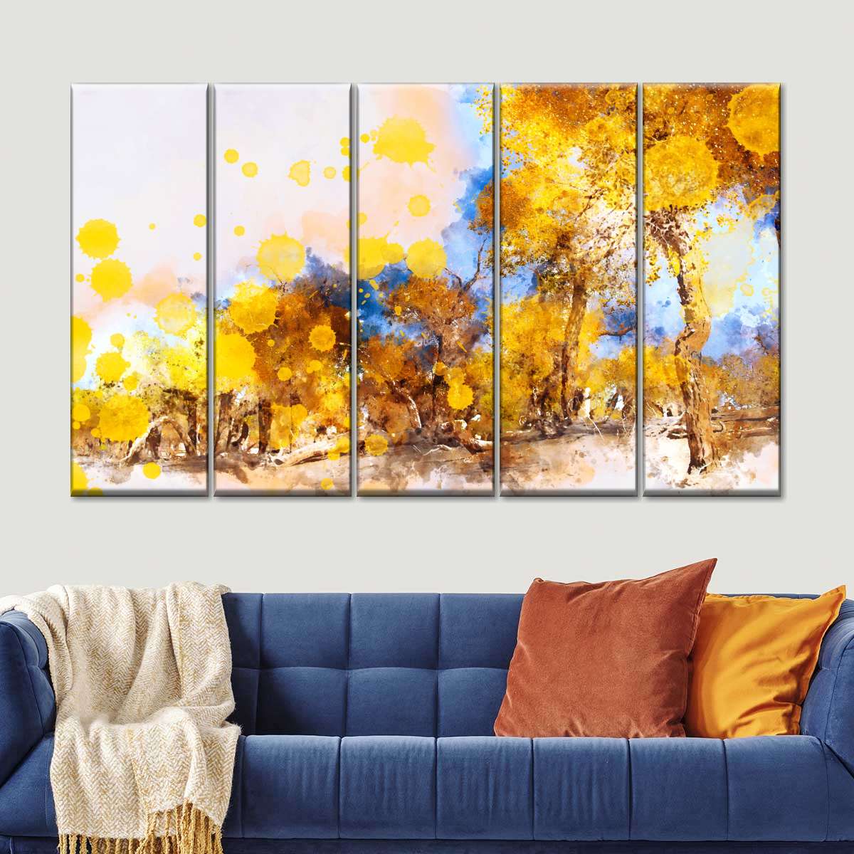 Golden Autumn Multi Panel Canvas Wall Art