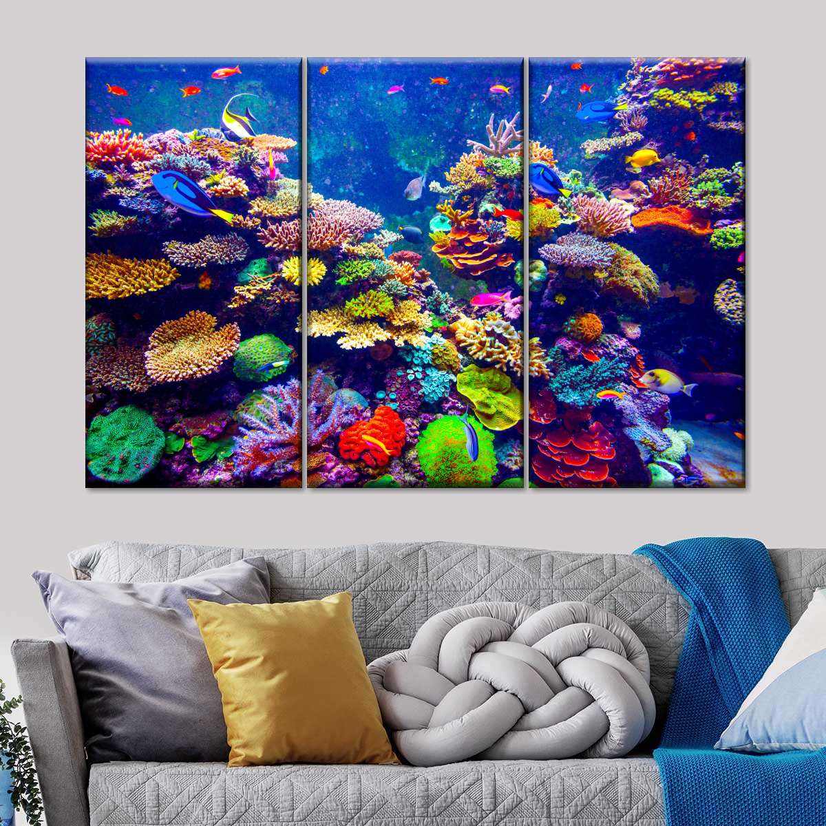 Colorful Coral Reef Multi Panel Canvas Wall Art ElephantStock