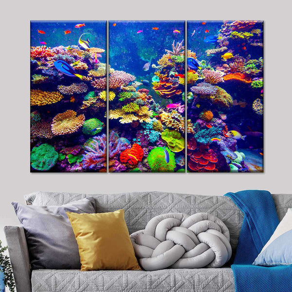 Colorful Coral Reef Multi Panel Canvas Wall Art | ElephantStock