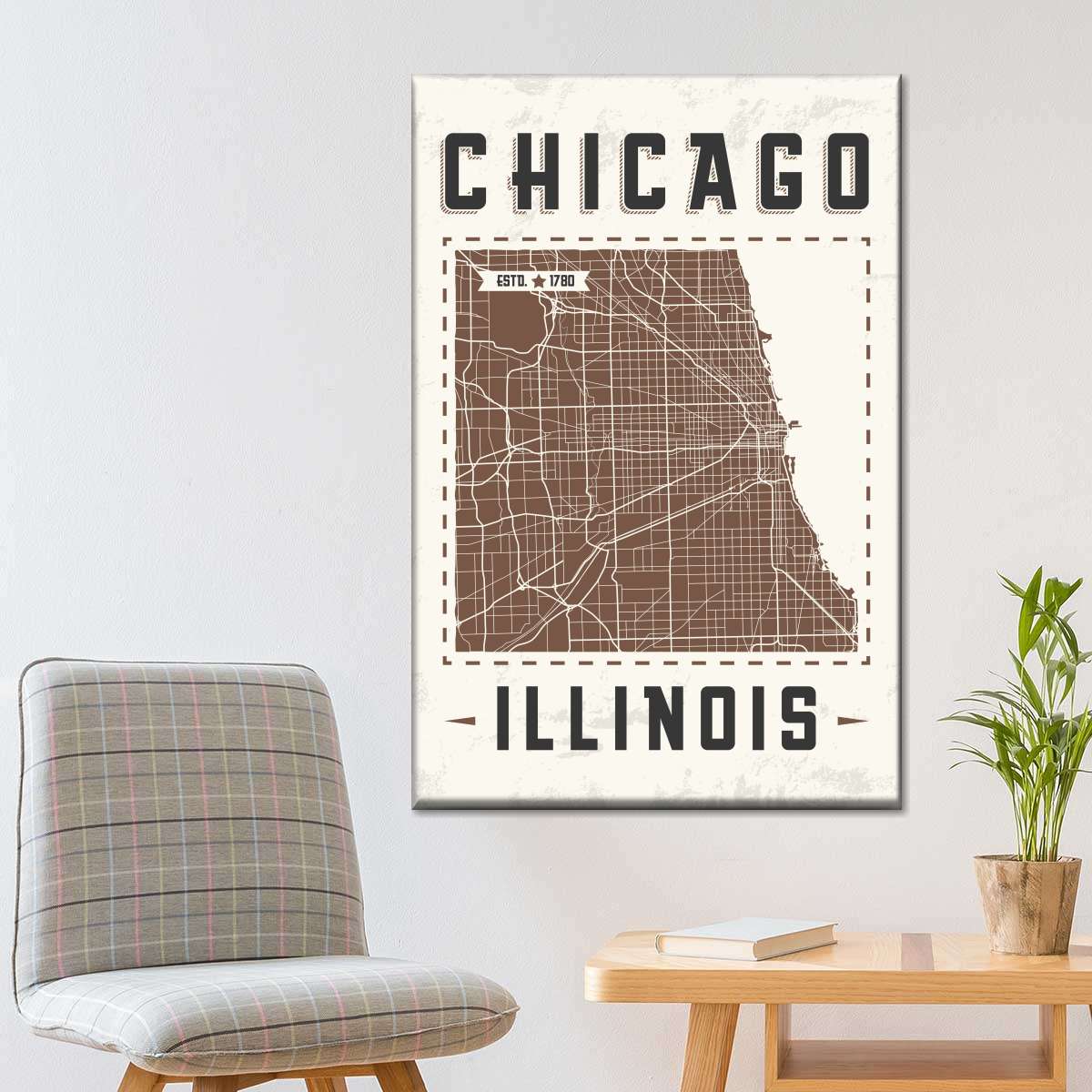 Chicago Map Multi Panel Canvas Wall Art