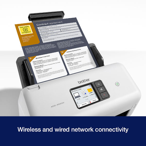 Brother Ads-4500W scanner wireless or wired network connectivity