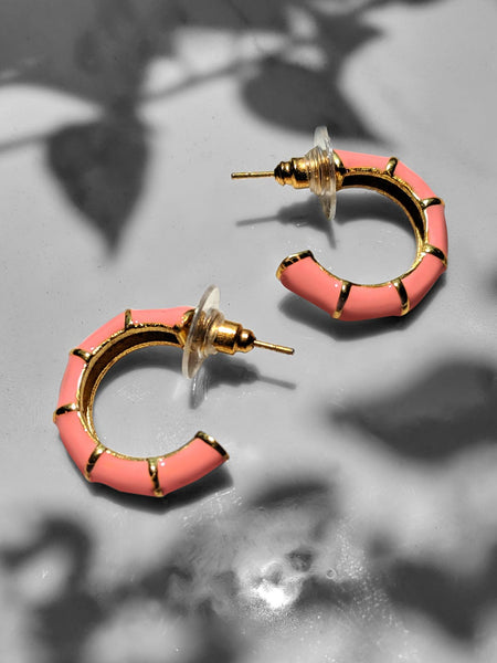 Shellac Mini Peach Enamel Earrings