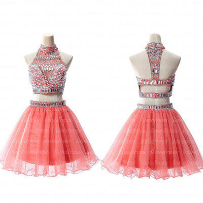 Sexy Coral Two Pieces Rhinestone Beaded homecoming prom dresses, CM003 ...