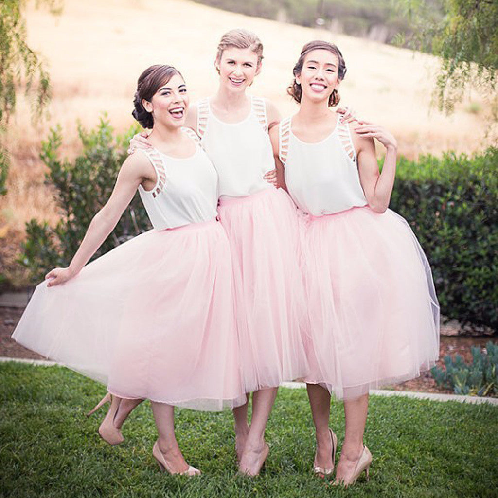 pink and white bridesmaid dresses