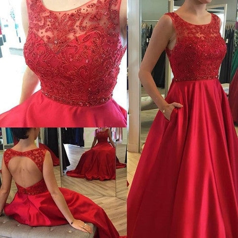Red Open Back Elegant Charming Affordable Long Prom Dresses, WG501 ...