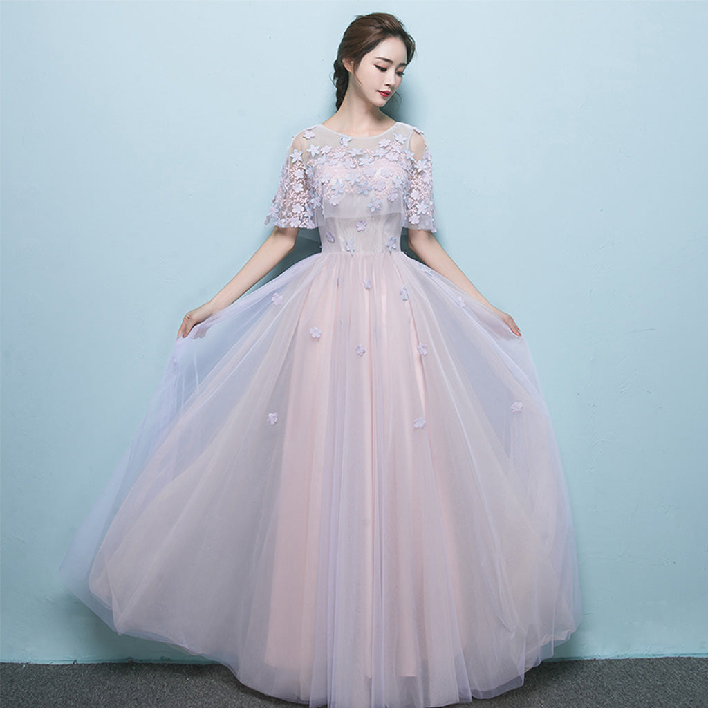 Tulle Prom Dresses, A-Line Party Dresses, Applique Charming Prom Dress ...