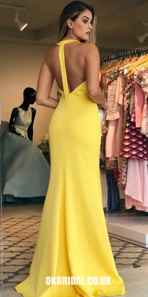 Mermaid Prom Dress, Yellow Prom Dress, Backless Prom Dress, Sexy Prom ...