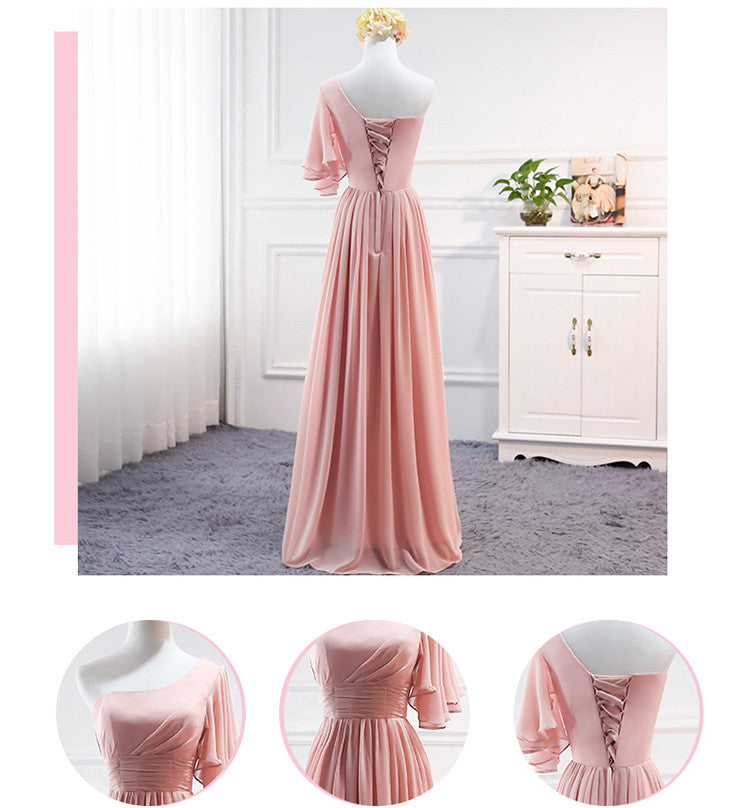 Mismatched Chiffon A Line Simple Bridesmaid Dress Lace Up Floor Lengt Okbridal 9407