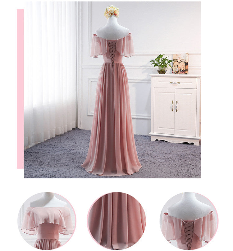 Mismatched Chiffon A Line Simple Bridesmaid Dress Lace Up Floor Lengt Okbridal 8221