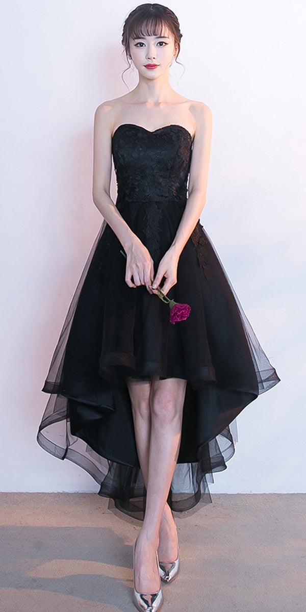 HighLow Tulle Unique Dress, Applique Sweet Heart Black Hom