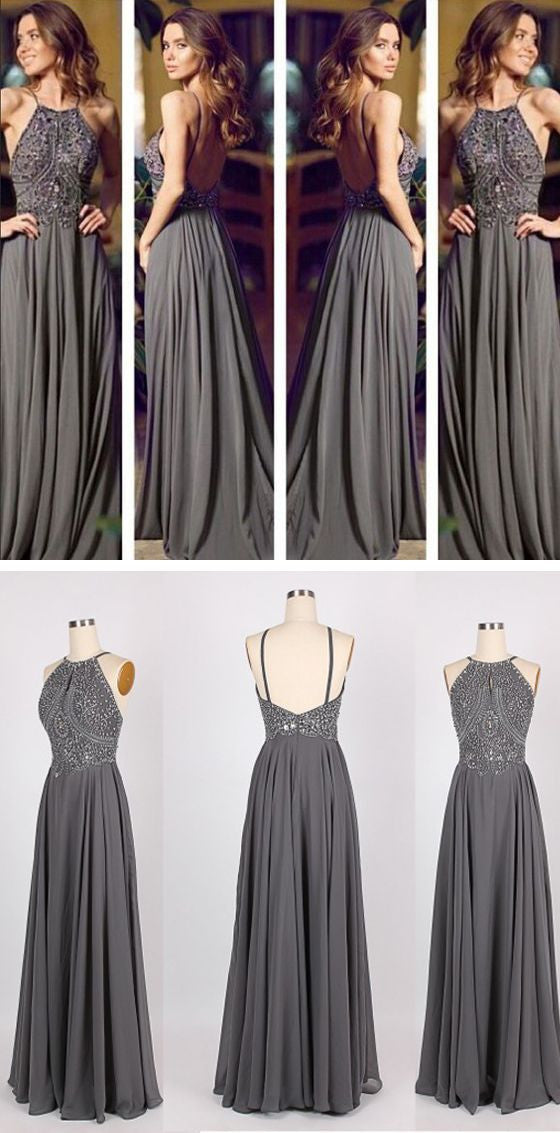 Long Prom Dresses, Gray Prom Dresses, Chiffon Prom Dresses, Popular Pr ...