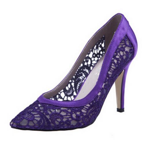 purple lace heels