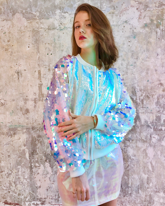 unicorn sequin bomber jacket