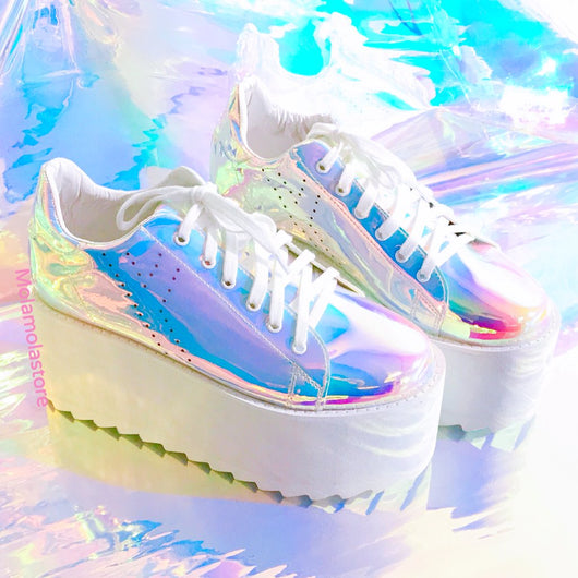 platform sneakers holographic