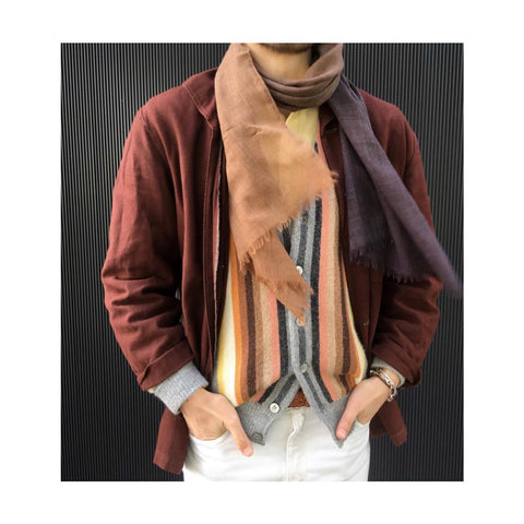 Toshihiro Yasutake wearing Peat wool scarf