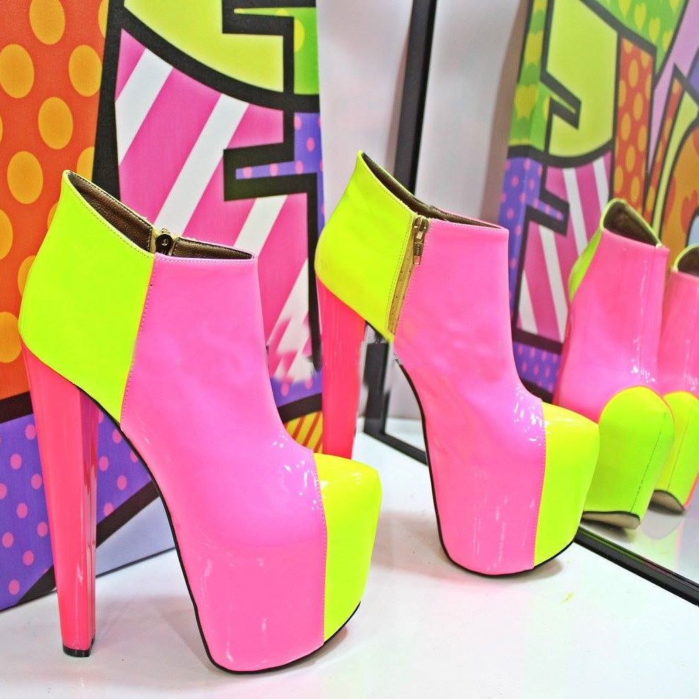 high heel pink boots