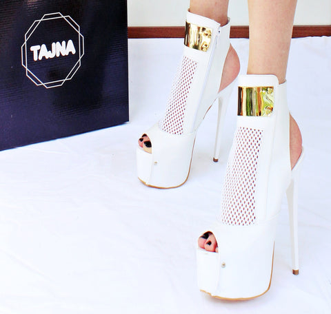 white peep toe platform heels