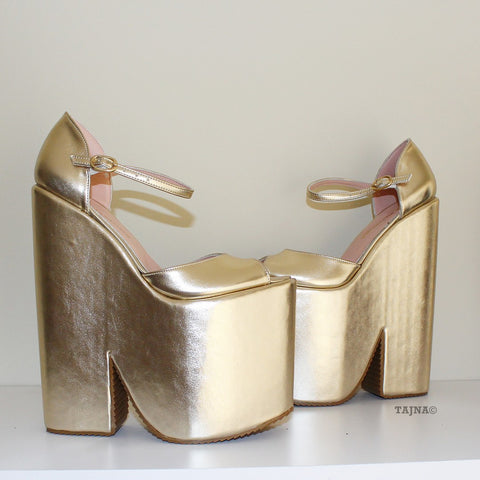 gold platform wedges shoes
