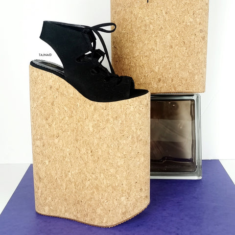 black high heel wedges