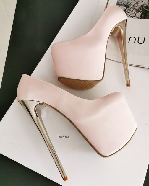 Powder Light Pink Metallic 19 cm High Heels – Tajna Club