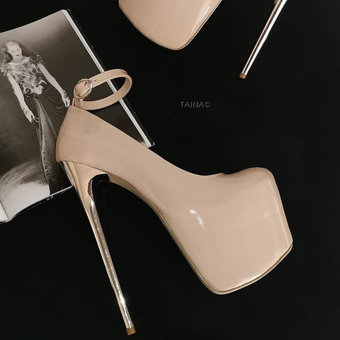 metallic high heels