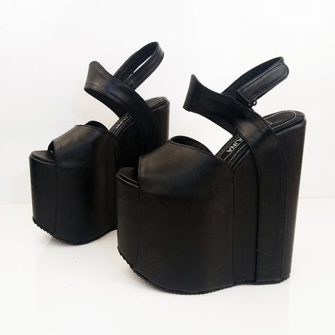 designer black wedge sandals