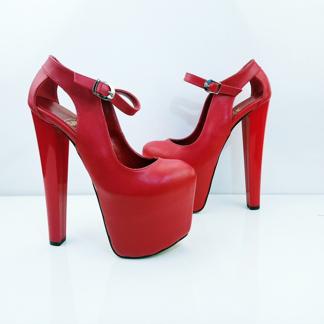 Red Slit Strap High Heel Platform Shoes – Tajna Club