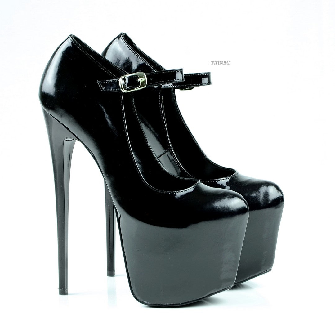 Black Patent Leather 19 cm Pencil Heels | Tajna Club