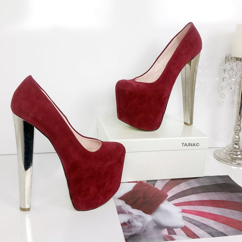 Dark Red Burgundy Platform Heels 