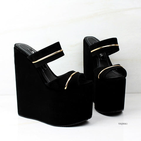 suede wedge mules