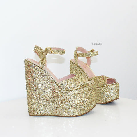 gold shiny shoes